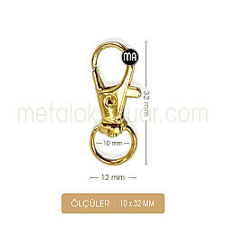 Gemici Paris Kanca Gold (10x32 mm) Anahtarlık Kancası - Metal Aksesuar (1)