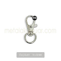 Gemici Paris Kanca Gümüş (10x32 mm) Anahtarlık Kancası - Metal Aksesuar