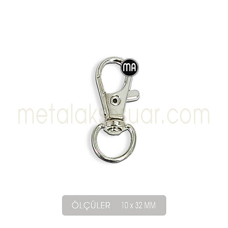 Gemici Paris Kanca Gümüş (10x32 mm) Anahtarlık Kancası - 1