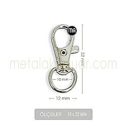 Gemici Paris Kanca Gümüş (10x32 mm) Anahtarlık Kancası - Metal Aksesuar (1)