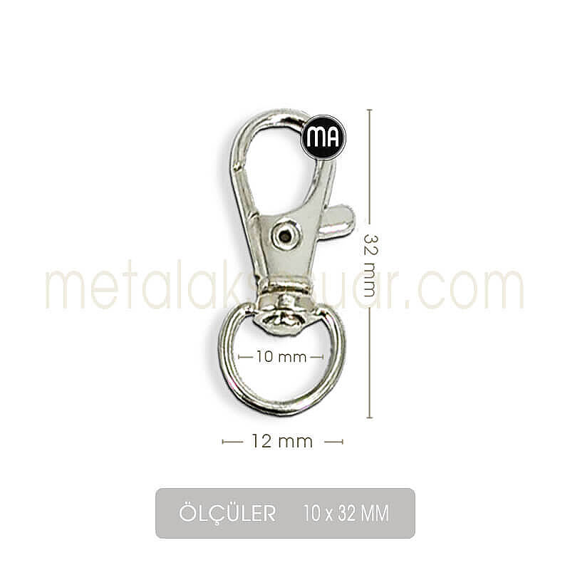 Gemici Paris Kanca Gümüş (10x32 mm) Anahtarlık Kancası - 2
