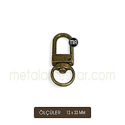 Paris Zamak Kanca Antik (12x33 mm) Anahtarlık Kancası - Metal Aksesuar