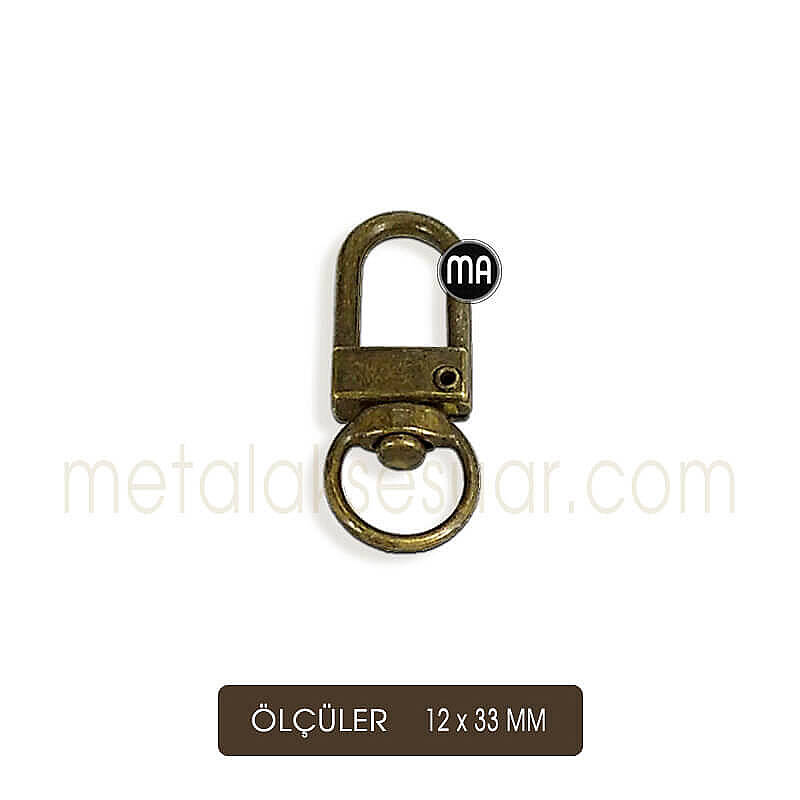 Paris Zamak Kanca Antik (12x33 mm) Anahtarlık Kancası - 1
