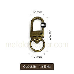 Paris Zamak Kanca Antik (12x33 mm) Anahtarlık Kancası - Metal Aksesuar (1)
