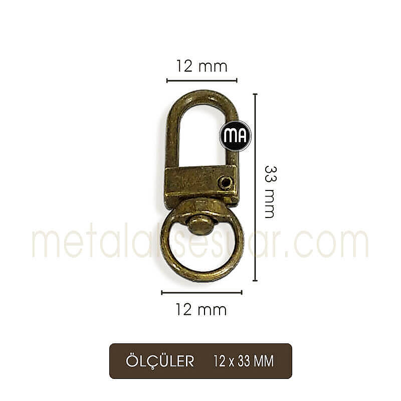 Paris Zamak Kanca Antik (12x33 mm) Anahtarlık Kancası - 2