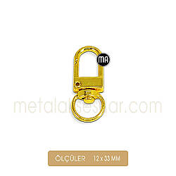 Paris Zamak Kanca Gold (12x33 mm) Anahtarlık Kancası - Metal Aksesuar