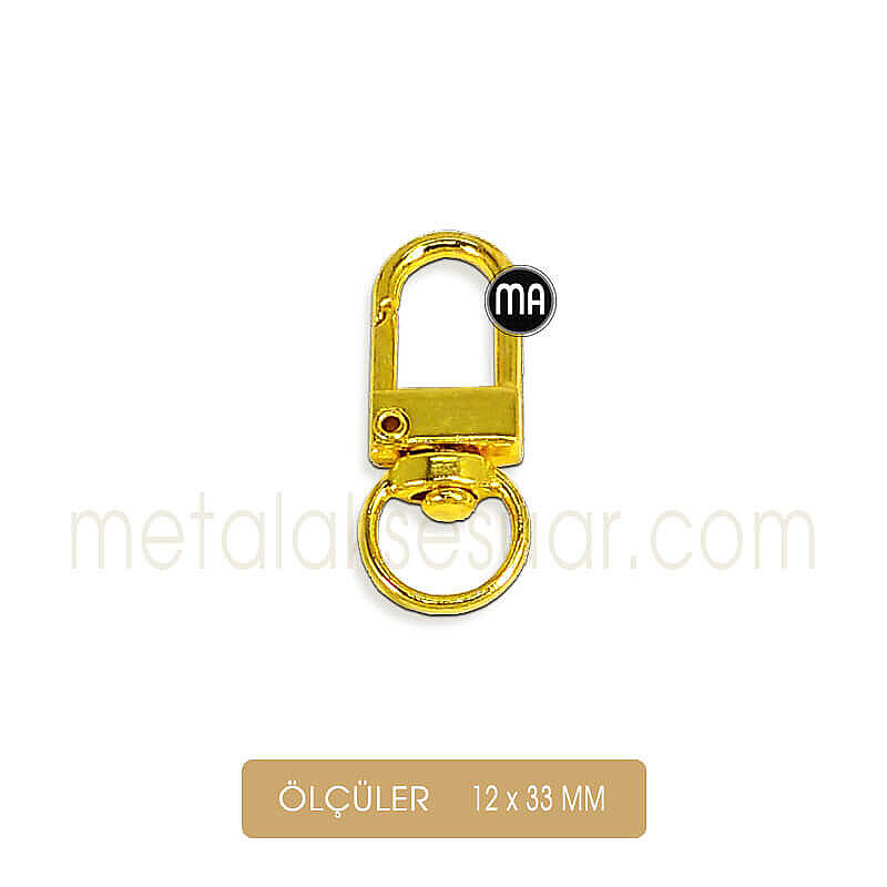 Paris Zamak Kanca Gold (12x33 mm) Anahtarlık Kancası - 1