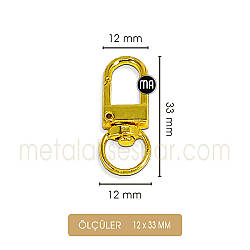 Paris Zamak Kanca Gold (12x33 mm) Anahtarlık Kancası - Metal Aksesuar (1)